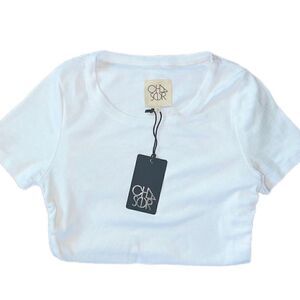Chaser Cinched Knit Crew Tee - White